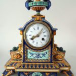 Gien French Faience Mantle Clock, Works By Tiffany & Co., C. 1880