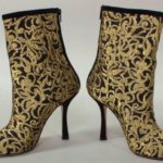 Black And Gold Short Boot By Oscar De La Renta