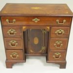 Edwardian Mahogany And Satinwood Inlaid Kneehole Desk, Late 18th-Early 19th C.