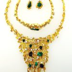 Patek Philippe Yellow Gold, Chrysicola And Asurite Necklace, Earrings And Watch Bracelet. Sold For A Combined Price Of $38,187