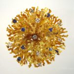 Gold, Sapphire & Diamond Floral Spray Brooch. Offered In LCA’s Thankgiving Holiday Auction.