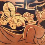Pablo Picasso, Femme Couchee Et Homme A La Guitar, 1959, Linocut