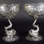 Pair Of Silver And Openwork Dolphin-stemmed Baroque-style Compotes, Marks Of Ludwig Neresheimer & Co Hanau, C. 1899