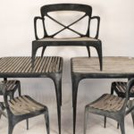 10 Pcs. Henry Hall FLOW Aluminum & Teak Outdoor Dining Lounge Set. Sold For $7,800