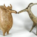 2 Amlash Style Clay Figures. Sold For $4,375.