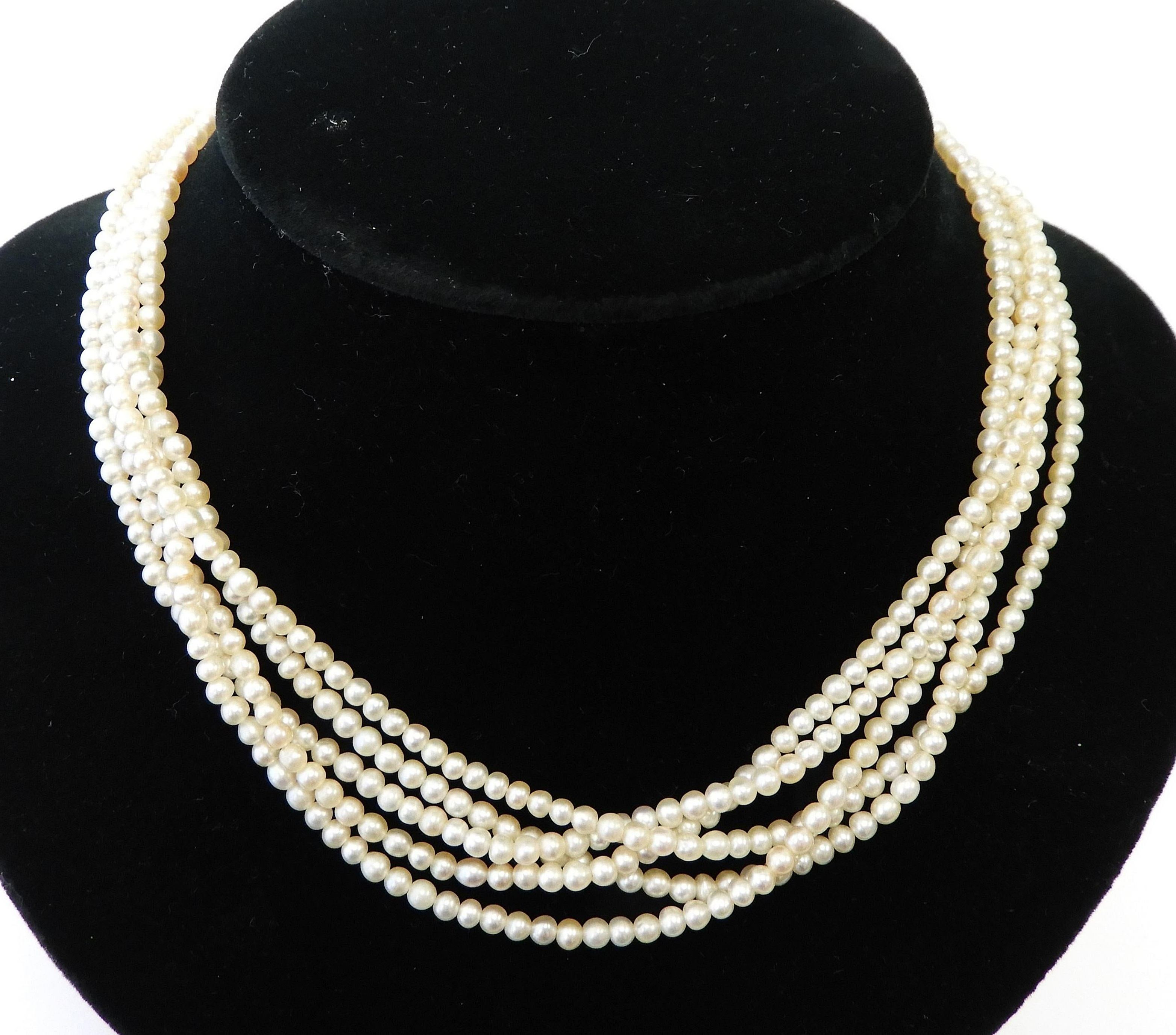 8. Lot 90. 5-strand Natural Pearl Necklace With Diamond Clasp. Sold For $8,775 ($800-1,200)