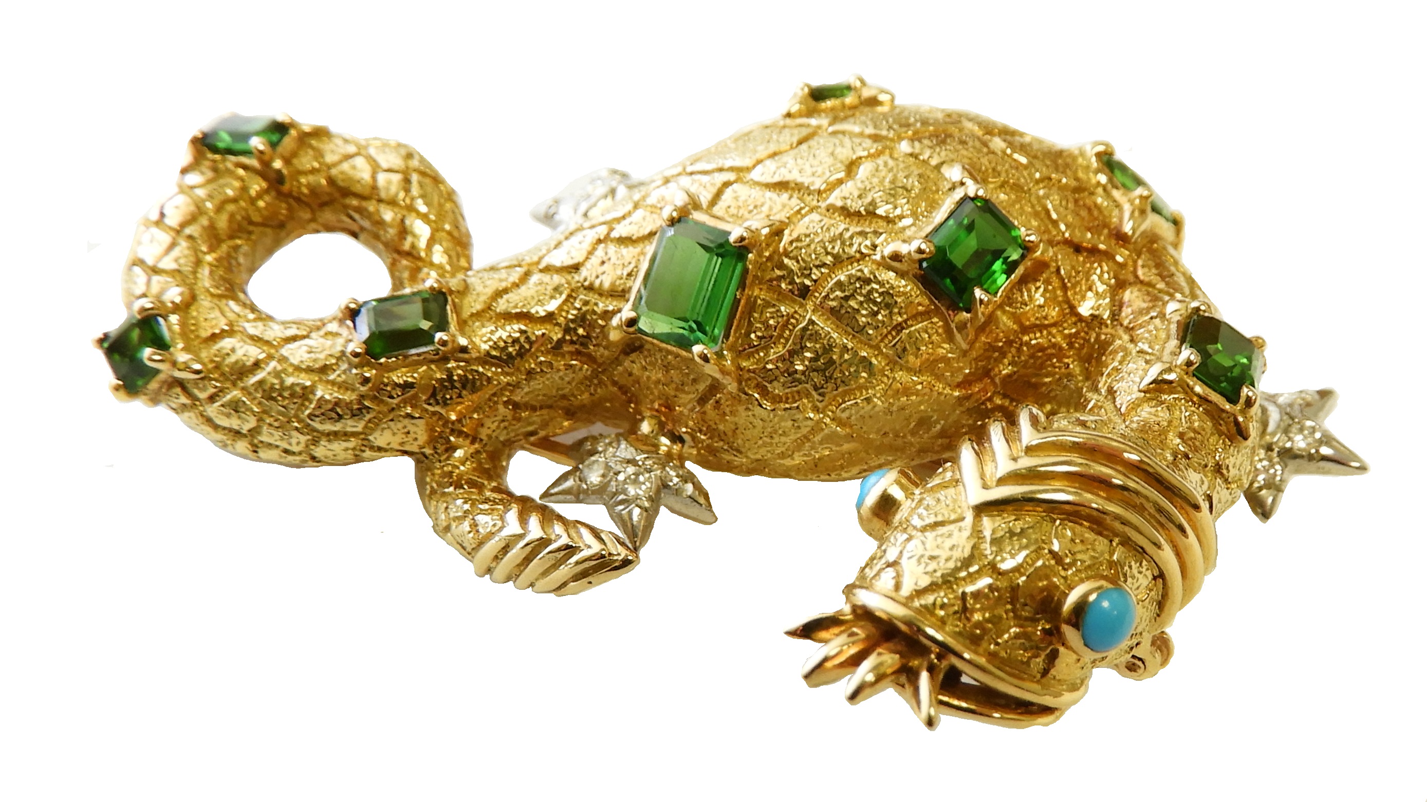 9. Lot 3. 18K Gold And Jeweled Schlumberger For Tiffany & Co. Salamander Brooch. Sold For $6,825 ($4,000-6,000)