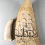 A Scrimshaw Tooth Depicting A 3-masted Ship And A Whale Tooth, 19-20th C. Sold For $1,375.