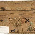 American Silk Pictorial Sampler On Linen By Hannah Johnson, Newbury, Mass. 1768. Sold For $20,150