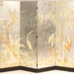 Art Deco Painted & Silver 4 Panel Screen, C.1935. Sold For $4,030