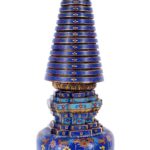 Chinese Cloissone & Gilt Bronze Model Of A Stupa. Sold For $5,125