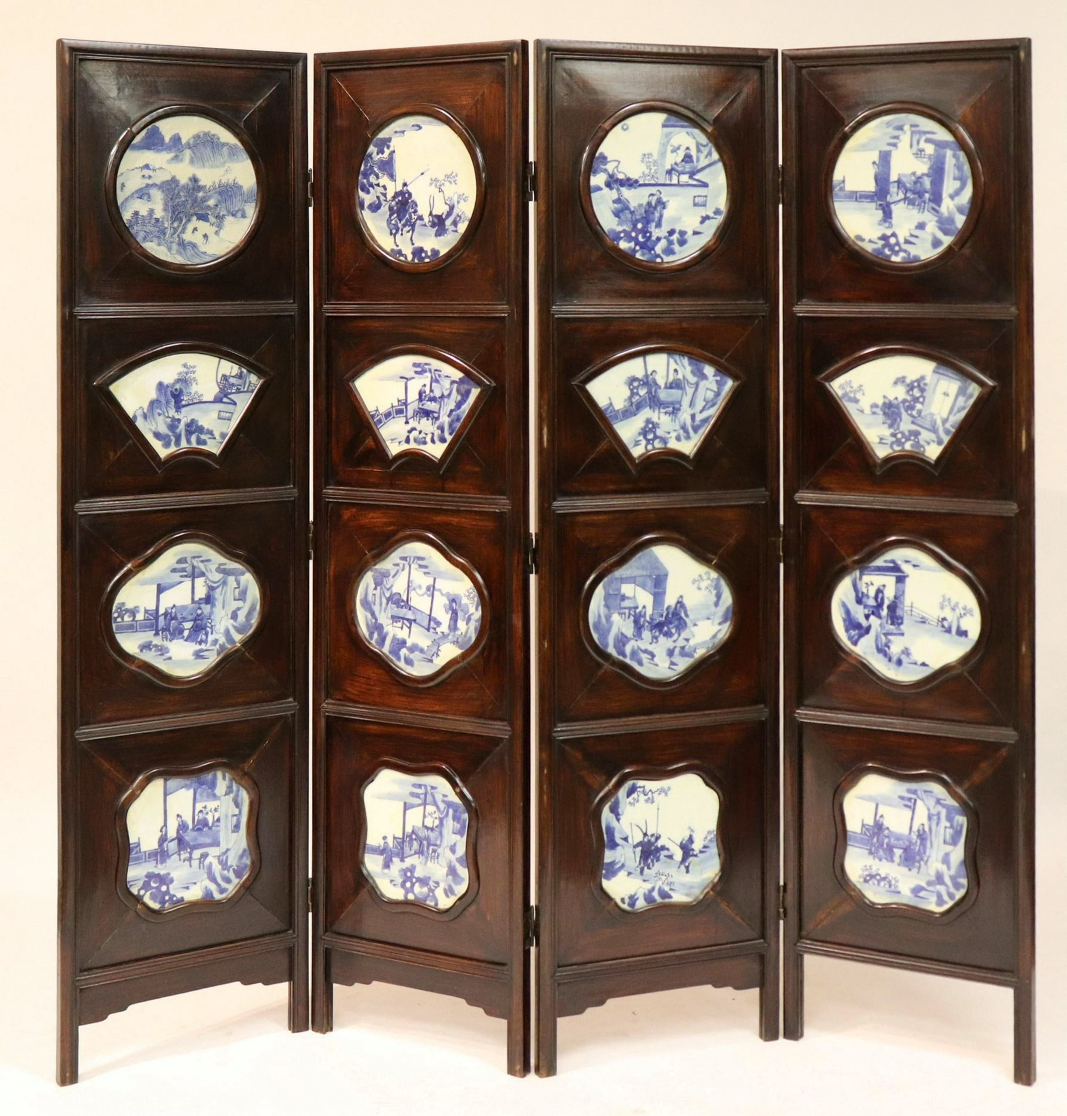 Chinese Hardwood & Burl 4-fold Screen. Sold For $9,750