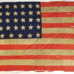 Civil War Hand Sewn 34 Star Appliqued Linen American Flag, 19th C. Sold For $3,250.