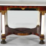 Classical Carved, Gilded And Ebonized Mahogany Marble-Top Pier Table, Attr. Anthony Quervelle, Philadelphia, PA, Circa 1820. Sold For $7,625.