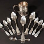 Coin Silver Tankard, Dated 1740, Together With Spoons. Sold For $2,125