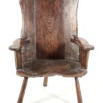 English Oak 3-Legged Primitive Armchair, C. 1600. Sold For $4,125