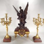 F. Barbedienne Bronze, Ormolu And Marble Garniture Set, French, 19th C., With La Sirene, After Reny Puech. Sold For $5,500.