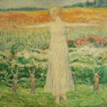 Frederick Childe Hassam, N.A., 1859-1935, Child In Landscape With Rabbits, Oil On Panel. Sold For $55,200.