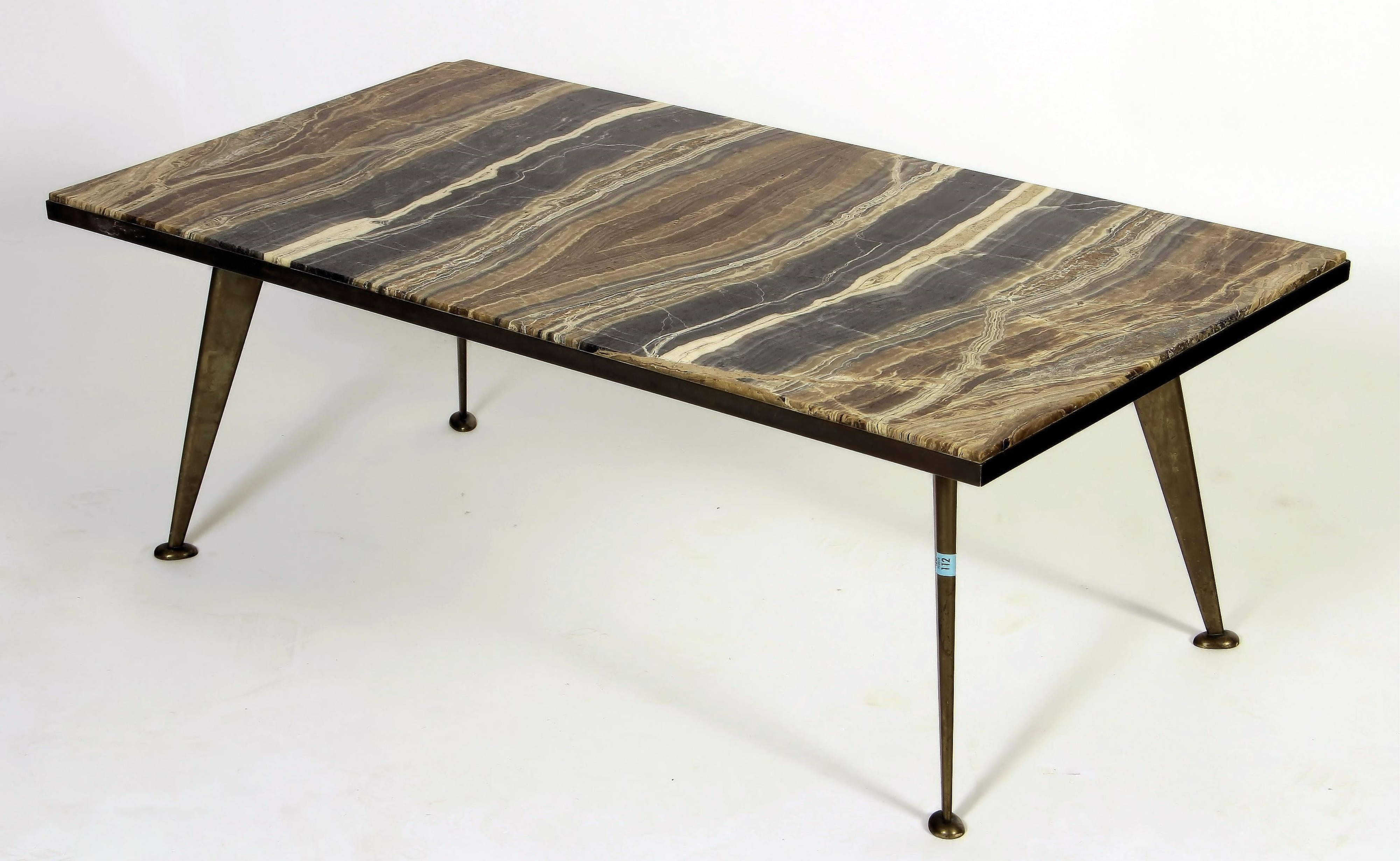 Italian Bronze Mounted Table With Specimen Onyx Top. Sold For $5,125