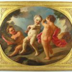 Italian School, 18th Century, Three Putti, Oil On Canvas, Possibly By Francesco De Mura. Sold For $27,600.