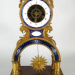 Louis XVI Directoire Ormolu, Enamel & Marble Striking Skeleton Clock, C. 1800. Sold For $27,000.
