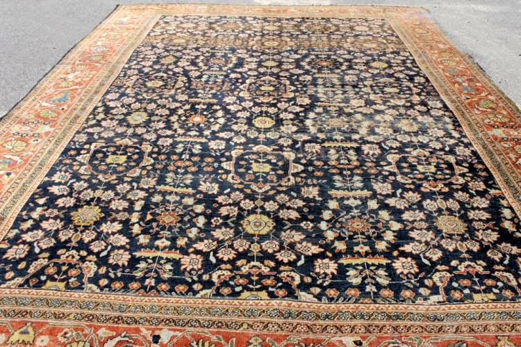 Mahal Carpet, Early 20th C., Deep Blue Field. Sold For $6,563