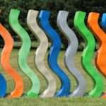 P. Corvino, Squiggles Painted Metal Sculptures. Sold $3,250