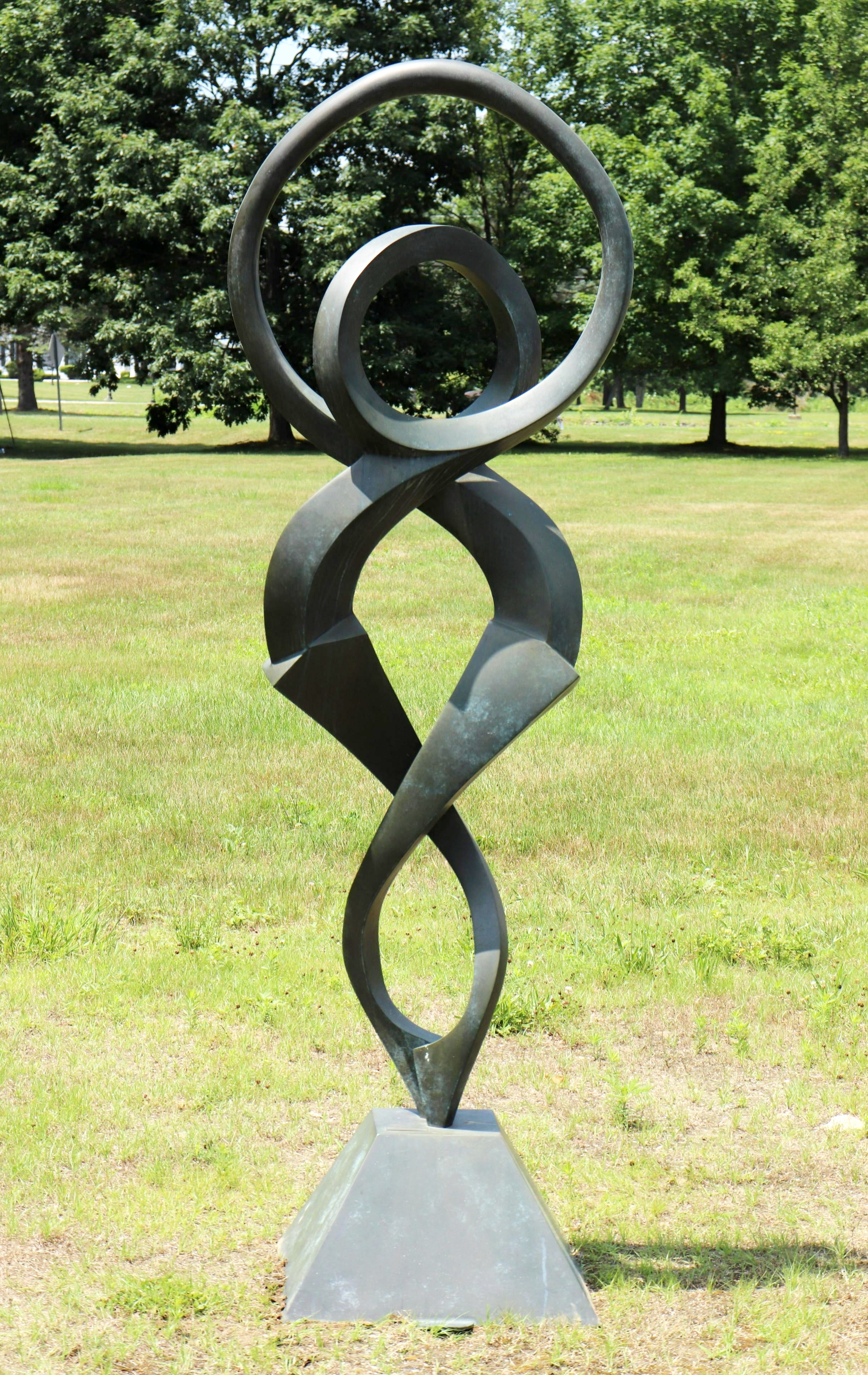P. Corvino,Him & Her Abstract Bronze Sculpture. Sold For $3,640