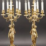 Pair Louis XVI Style Gilt Bronze Candelabra Lamps. Sold For $3,380