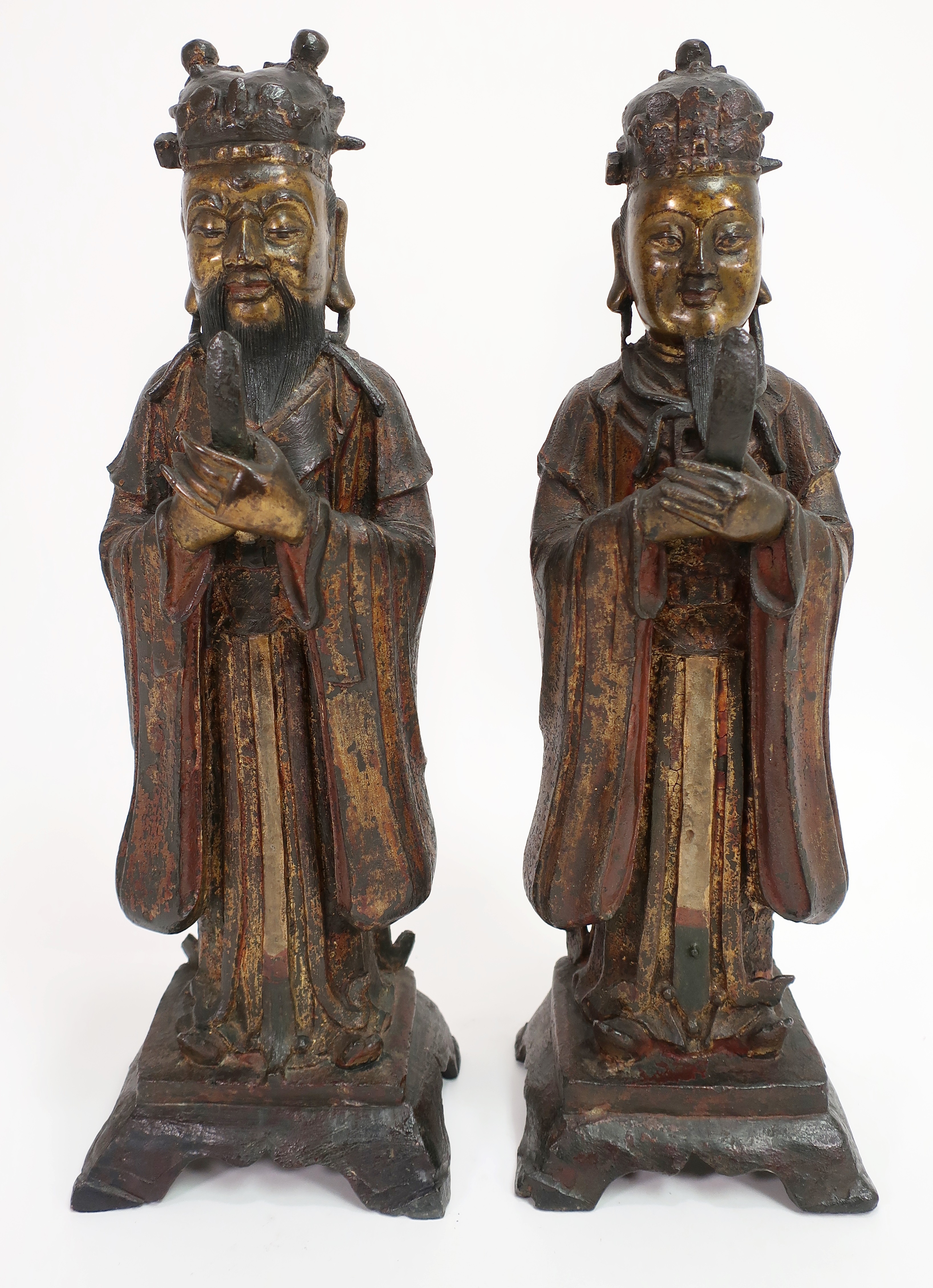 Pair Of Chinese Ming Dynasty Bronze Daoists. Sold For $12,500