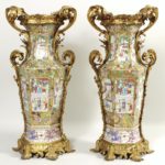 Pair Of Famille Rose Ormolu-Mounted Porcelain Vases, Chinese, Ca. 1900. Sold For $26.562.