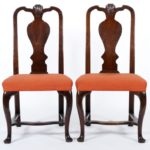 Pair Of George I Walnut Splat Back Side Chairs, E. 18th C. Sold For $4,750