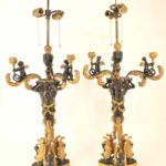Pair Of Russian Empire Gilt Bronze Patinated Bronze Candelabra. Sold For $5,000