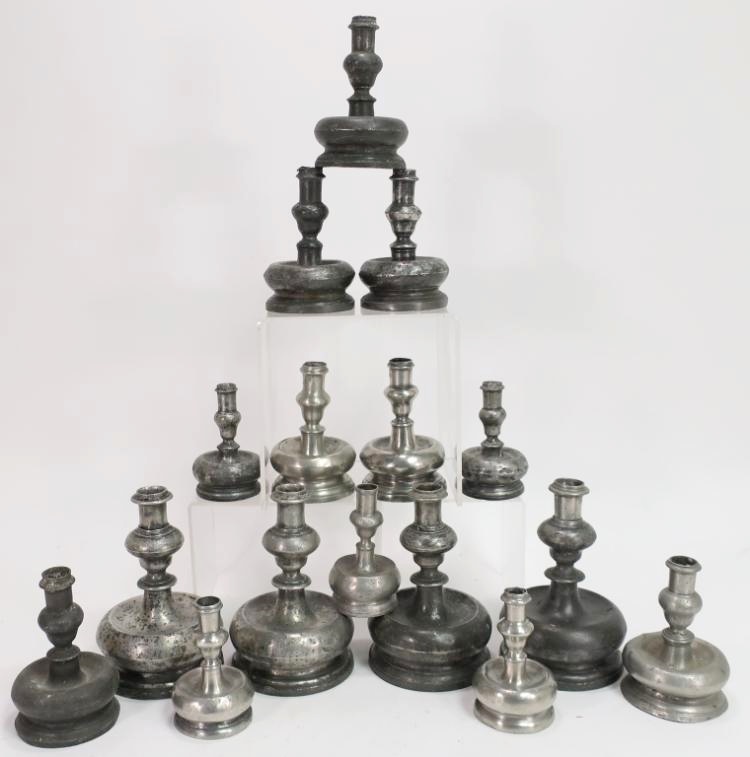 Portuguese Pewter Candlesticks, C. 1800, Sold For $2,875