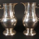 Pr. George I Silver Beer Jugs, London 1722. Shown In Queen Charlottes 1929 Silver Exhibition. Sold For $16,200.