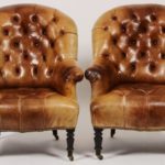 Pr. Of Victorian Style Leather Library Chairs, Sold For $3,125