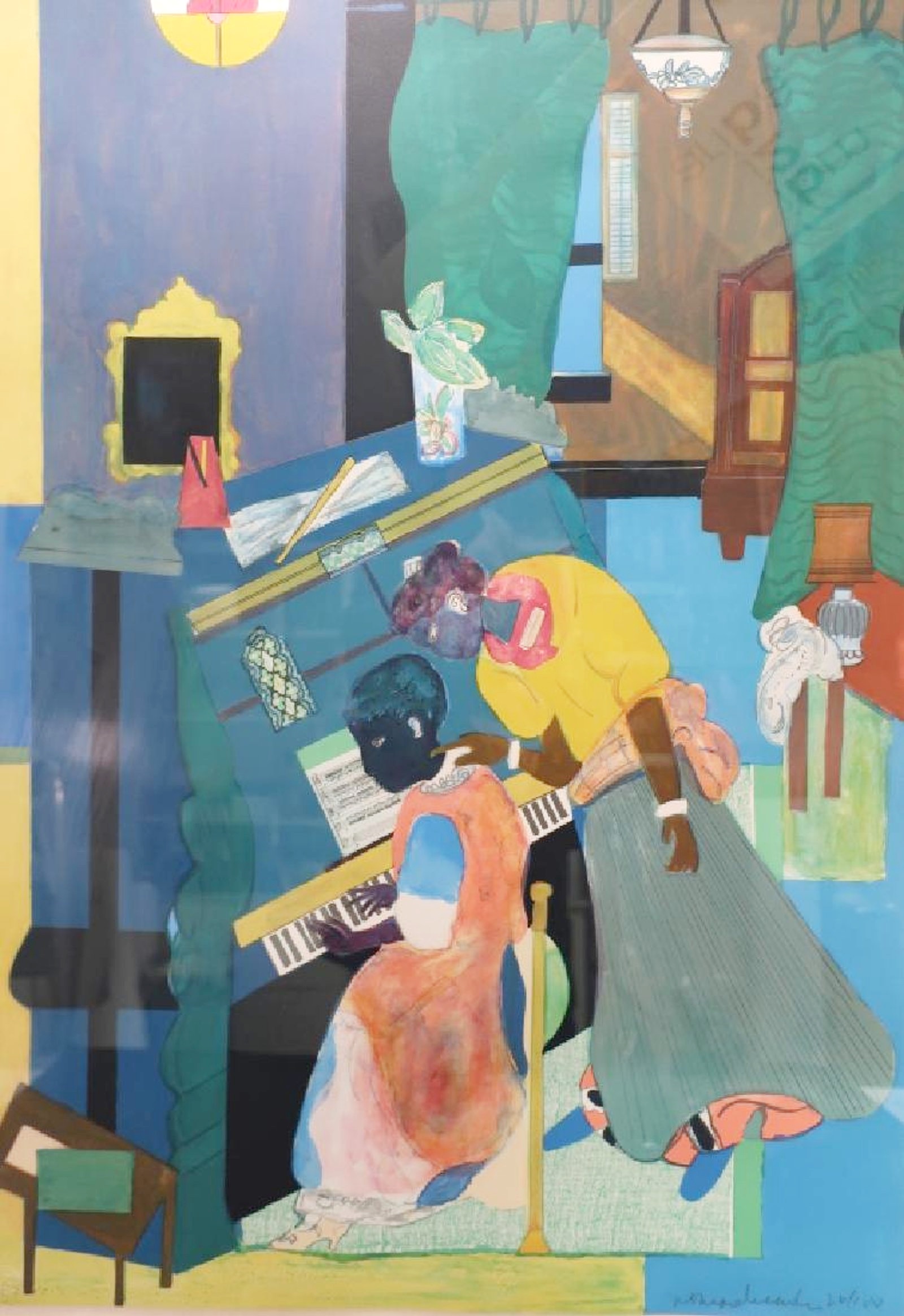 Romare Bearden, African-American., 1911-1988, Piano Lesson. Sold For $8,125