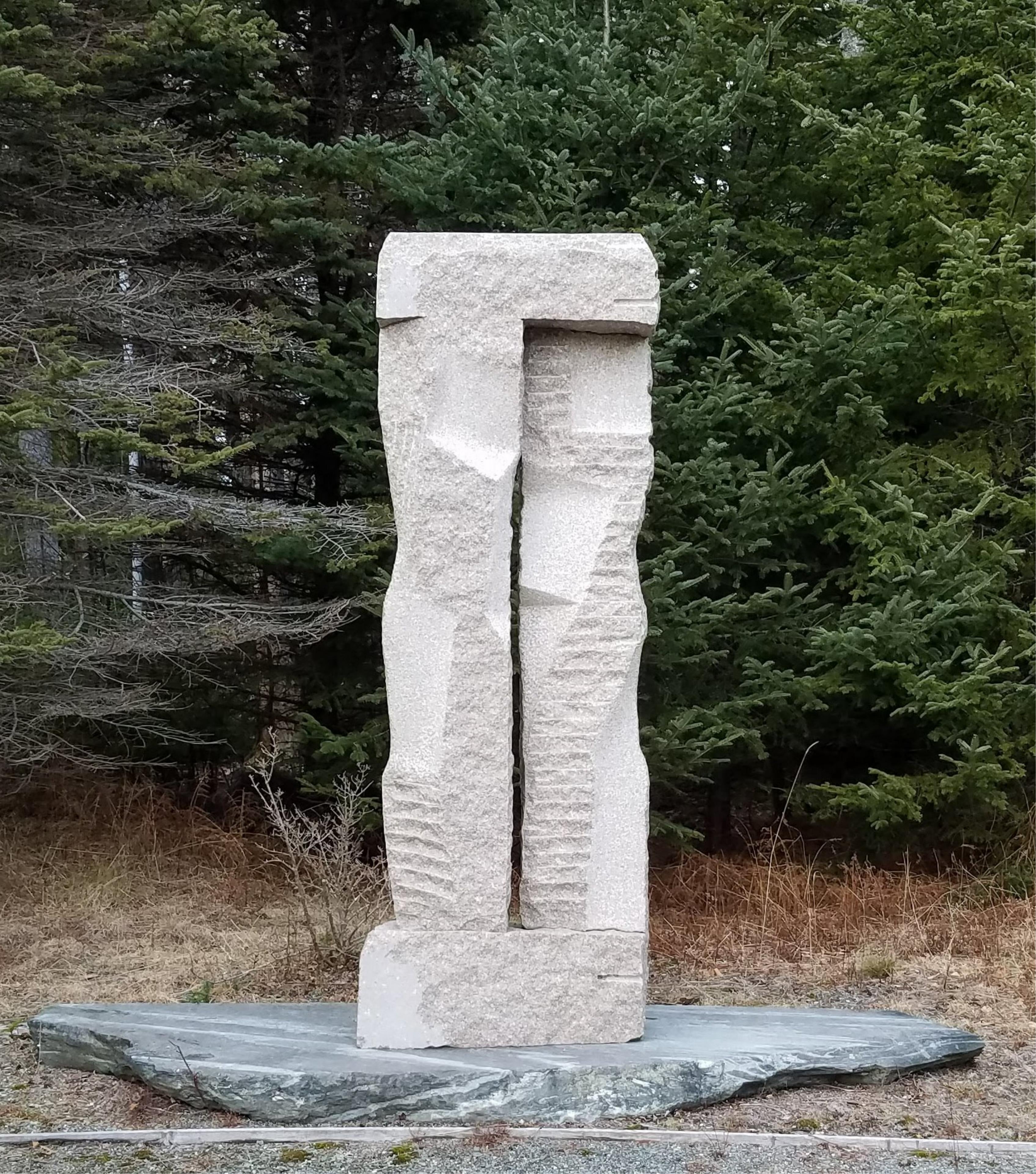 Roy Patterson, Large Granite Totem Outdoor Sculpture. Sold For $3,640