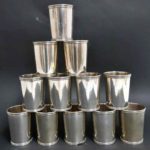 Set Of 12 Sterling Silver Mint Julep Cups By Alvin. Sold For $4,290