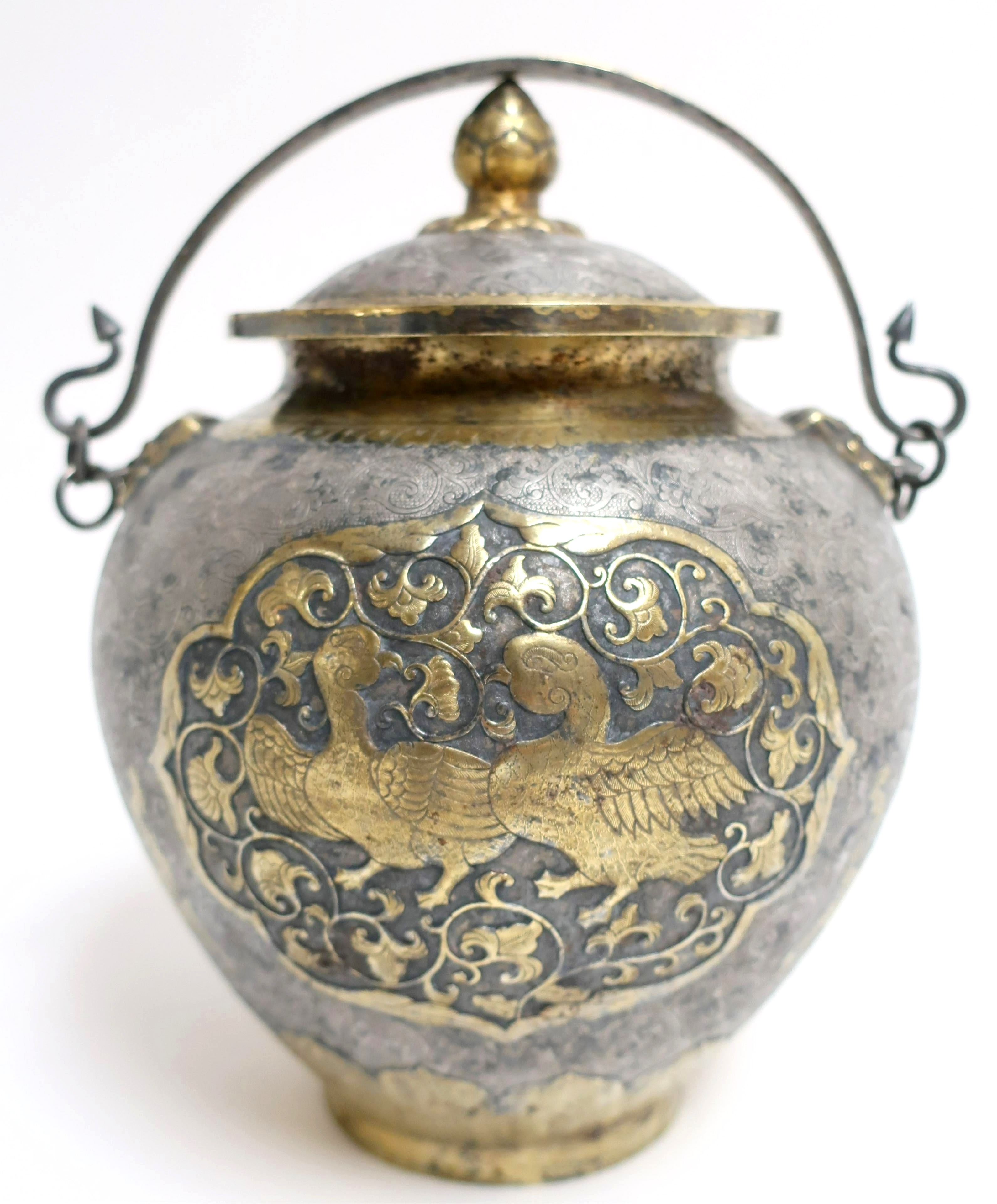 Silver And Gold Water Pot, Xiangtong Tang Dyn Mark. Sold For 6,825