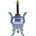 Chinese Canton Enamel Insense Burner Lamp